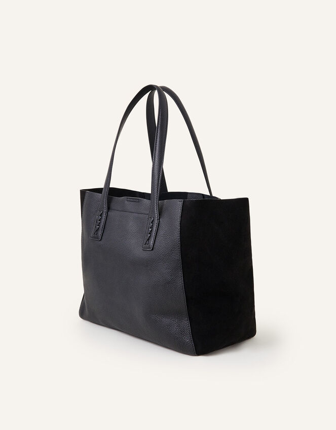 Leather Stitch Detail Tote Bag, , large