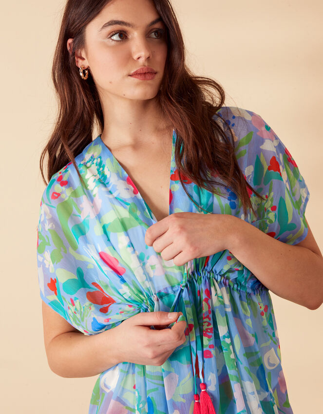 Abstract Floral Chiffon Kaftan with Recycled Polyester, Multi (BRIGHTS-MULTI), large