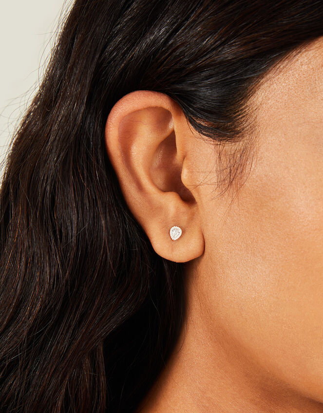 2-Pack Sterling Silver-Plated Teardrop Studs, , large