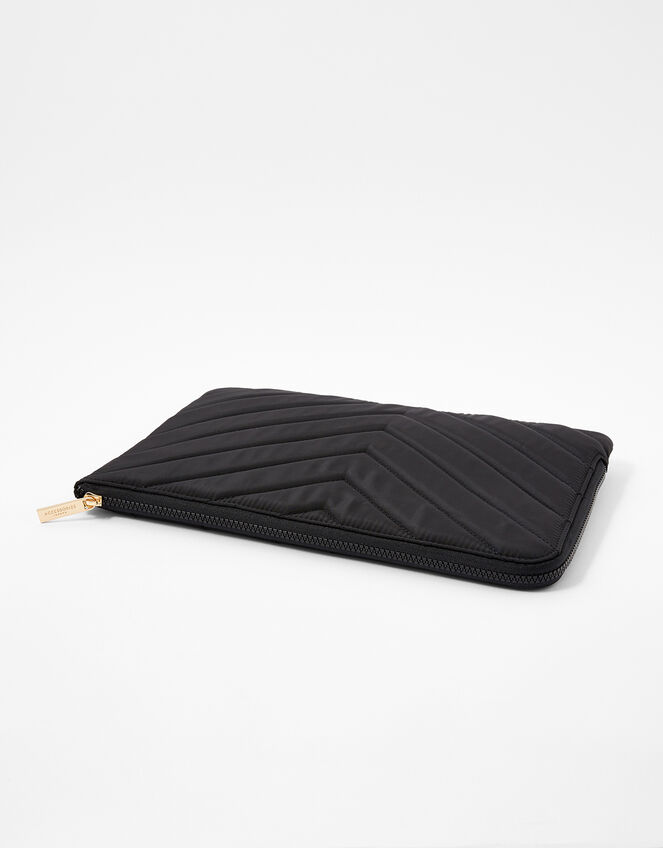 Quilted Nylon Laptop Case, Black (BLACK), large