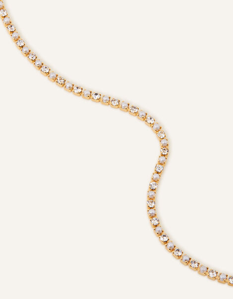 Gold-Plated Pearl Sparkle Tennis Bracelet, , large