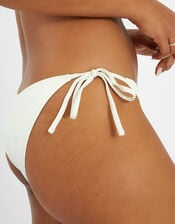 Sun Embroidered Tie Bikini Bottoms, Ivory (IVORY), large