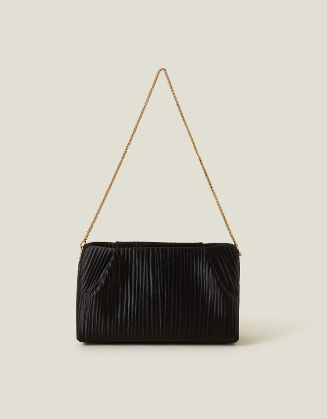 Pleated Satin Clutch Bag, , large