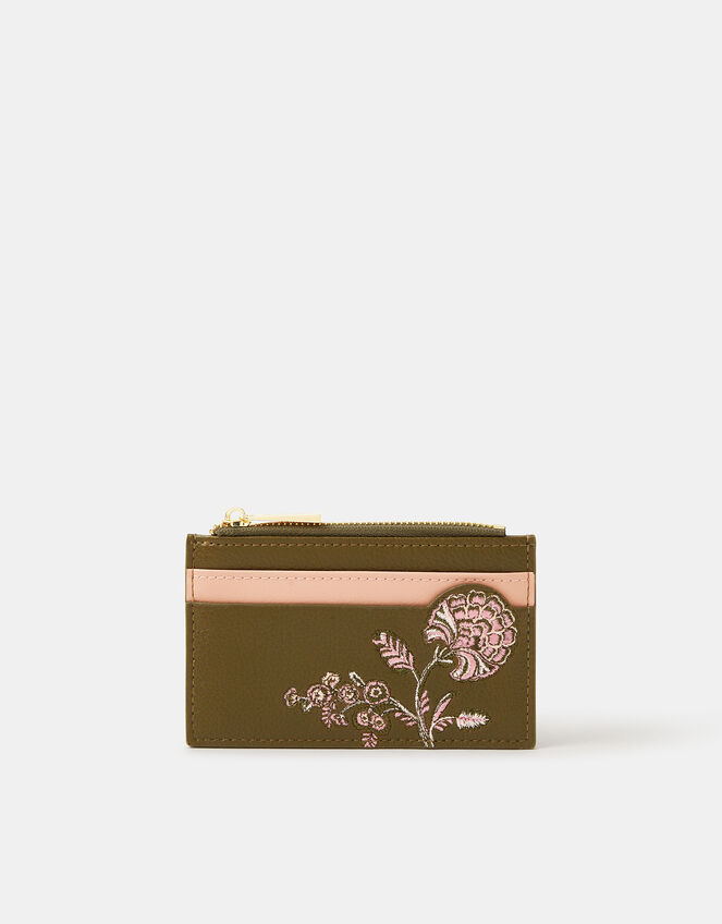 Floral Embroidered Card Holder, , large