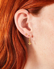 5-Pack 14ct Gold-Plated Stud and Hoop Earrings, , large