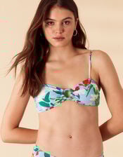 Abstract Floral Ring Detail Bandeau Bikini Top, Multi (BRIGHTS-MULTI), large