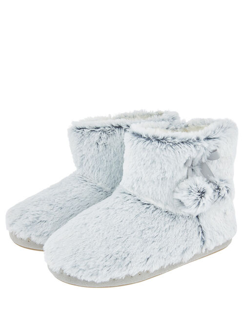 grey fluffy boot slippers