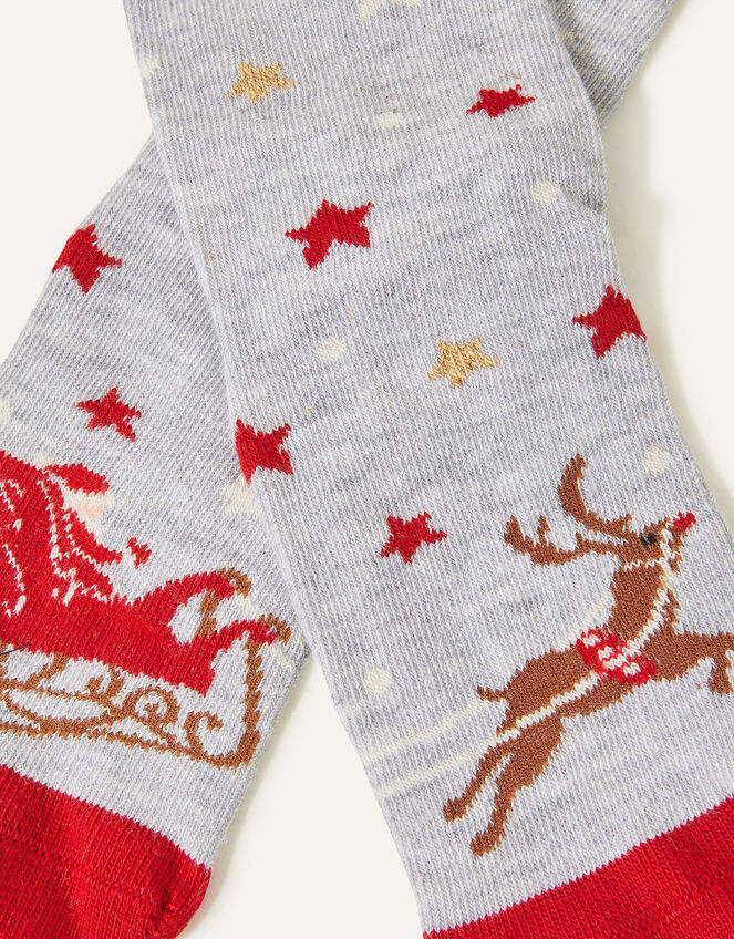 Santa Sleigh Socks , Grey (GREY), large