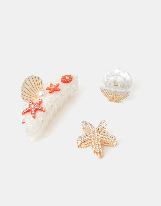 3-Pack Starfish & Shell Claw Clips, , large