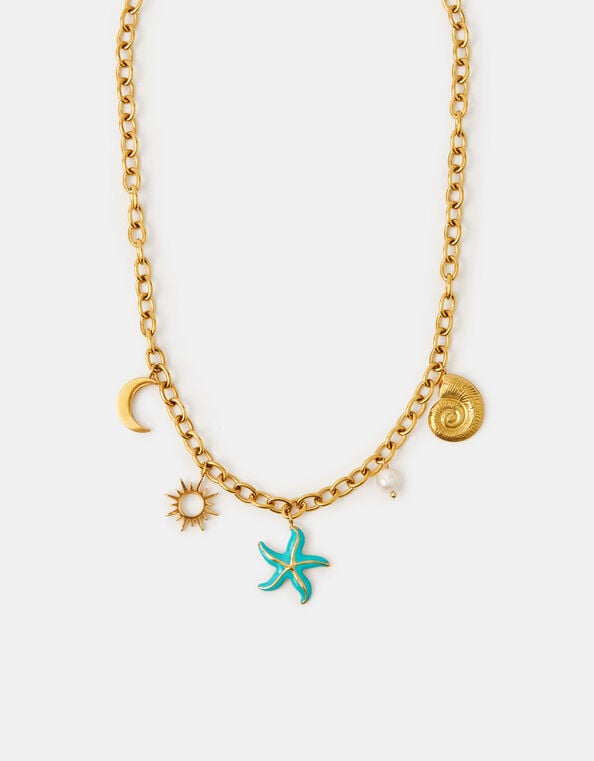 Stainless Steel Starfish Charm Necklace, , large