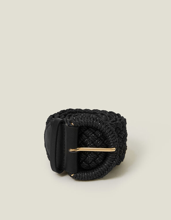 Woven Buckle Belt, Black (BLACK), large