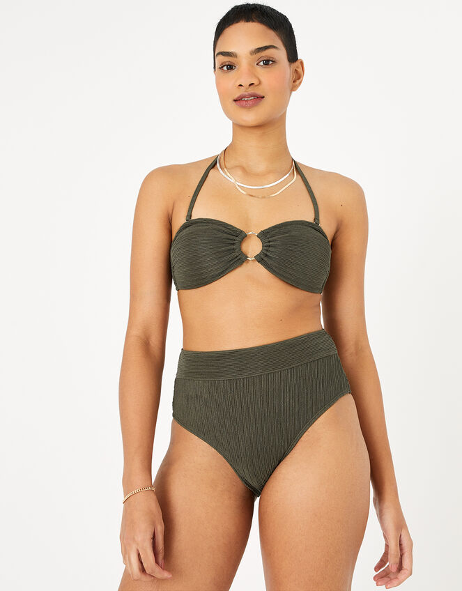 High Waist Bikini Briefs, Green (KHAKI), large