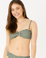 Stripe Bandeau Bikini Top, Green (KHAKI), large