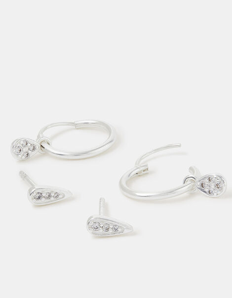 2-Pack Sterling Silver Stud & Hoop Earrings, , large