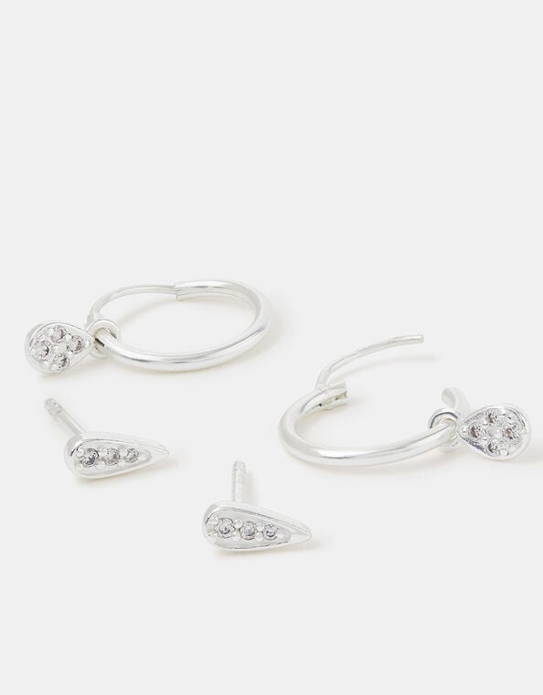 2-Pack Sterling Silver Stud & Hoop Earrings, , large