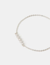 Sterling Silver Diamanté Bobble Chain Bracelet, , large