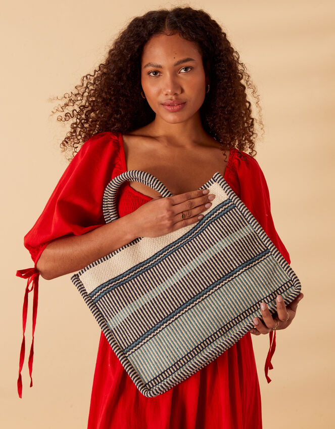Stripe Woven Large Handheld Bag | Top handle bags | Accessorize UK
