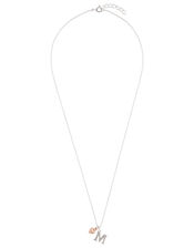 Sterling Silver Initial Necklace with Heart Charm - M, , large