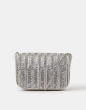 Embellished Fold Over Clutch Bag, Silver (SILVER), large