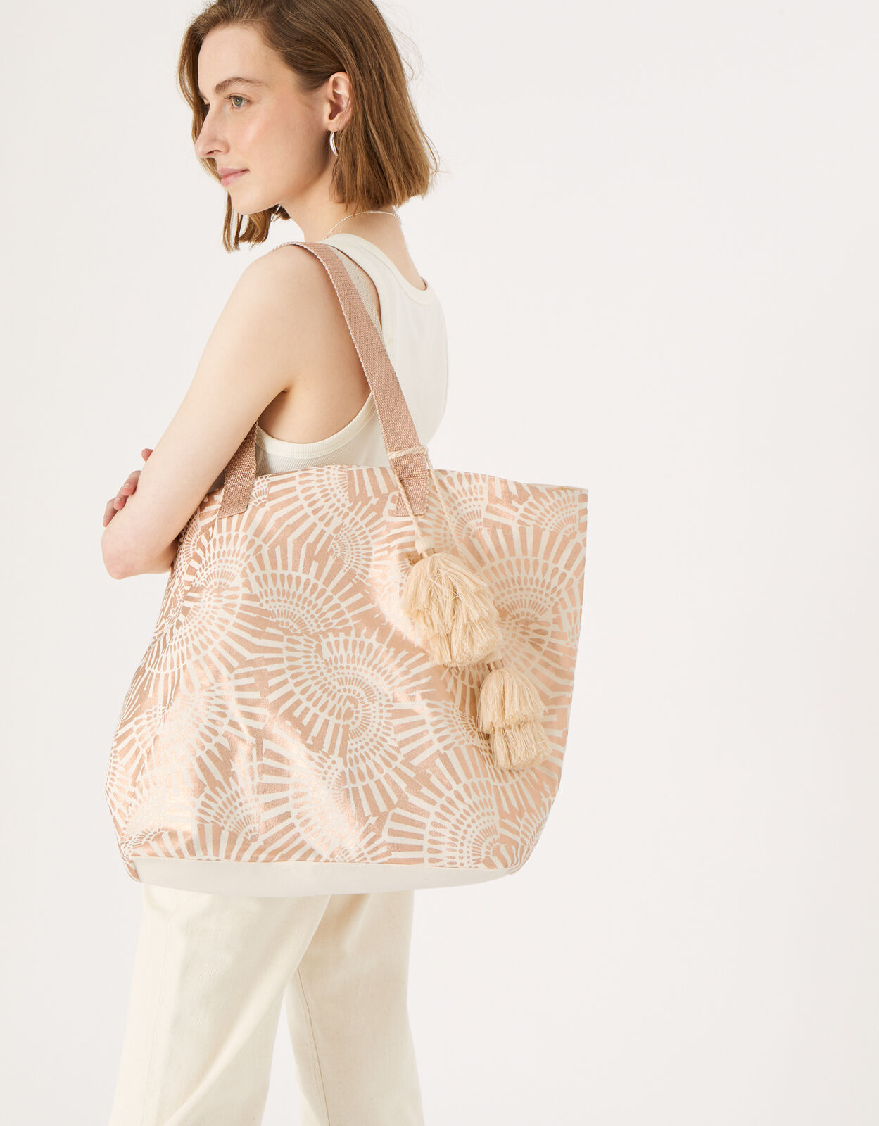 Mia Metallic Shell Print Tote Bag