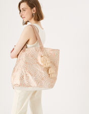 Mia Metallic Shell Print Tote Bag, Gold (ROSE GOLD), large