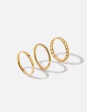 14ct Gold-Plated Band Stacking Rings Set of Three, Gold (GOLD), large