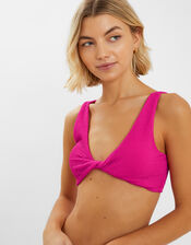 Twist Front Crinkle Bikini Top, Pink (PINK), large