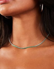 Sterling Silver-Plated Crystal Tennis Necklace, , large