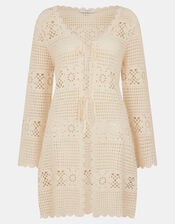 Crochet Tie Front Kaftan, Natural (NATURAL), large