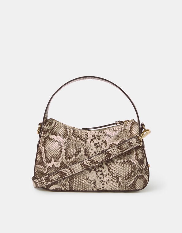 Mini Faux Snakeskin Handbag, , large