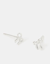 Sterling Silver Bow Stud Earrings, , large