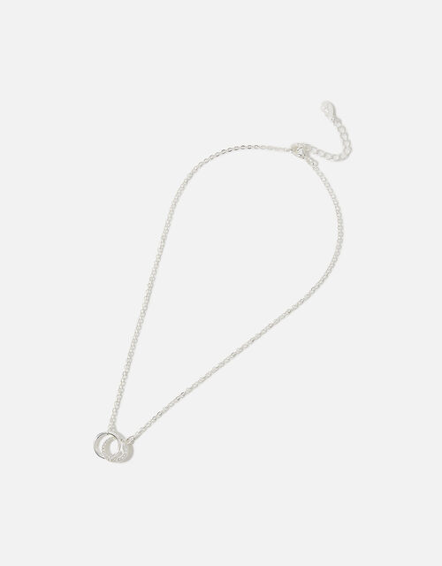 Pave Linked Circle Necklace, Silver (SILVER), large