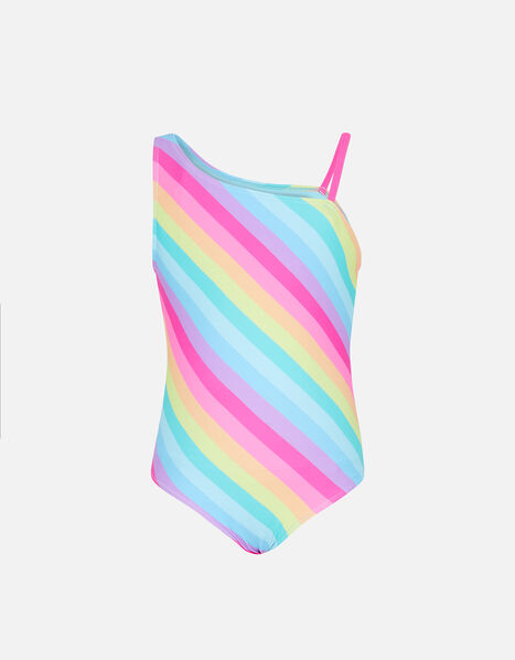Girls Rainbow Stripe Swimsuit Multi, Multi (BRIGHTS-MULTI), large