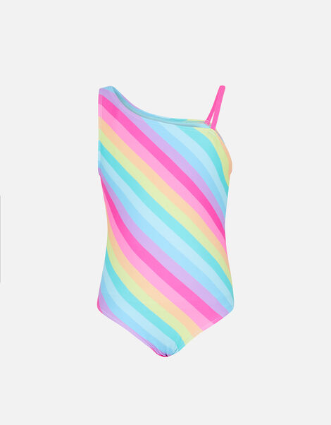 Girls Rainbow Stripe Swimsuit Multi, Multi (BRIGHTS-MULTI), large