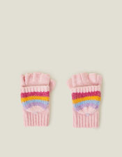Girls Stripe Fingerless Mitten Gloves, Multi (BRIGHTS MULTI), large