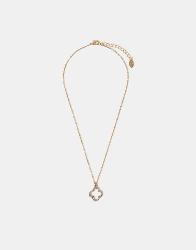 Pavé Cut Out Flora Pendant Necklace, , large
