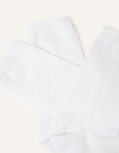 Supersoft Cotton Ankle Socks Set of Three, White (WHITE), large