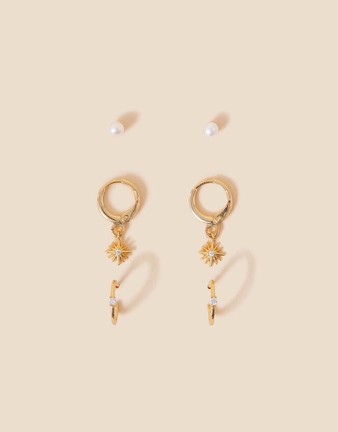 Gold-Plated Celestial Pearl Earrings 6 Pack, , large