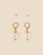 Gold-Plated Celestial Pearl Earrings 6 Pack, , large
