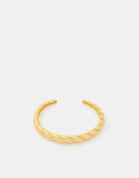 14ct Gold-Plated Twisted Wave Bangle, , large