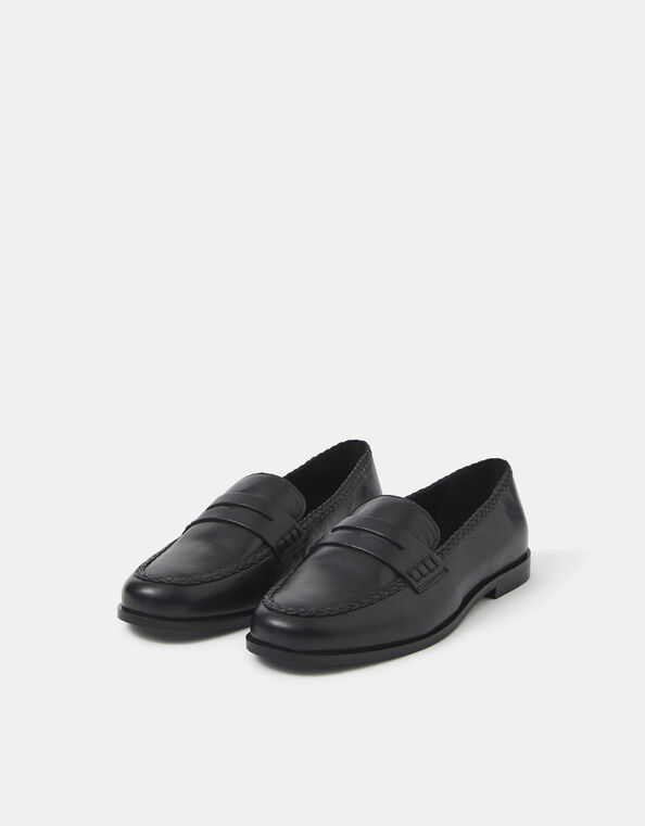 Leather Loafters, Black (BLACK), large