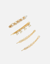 Pearl Chain Hair Grip Set, , large