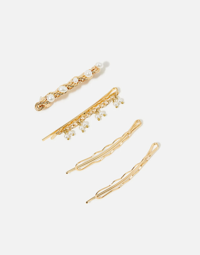 Pearl Chain Hair Grip Set, , large