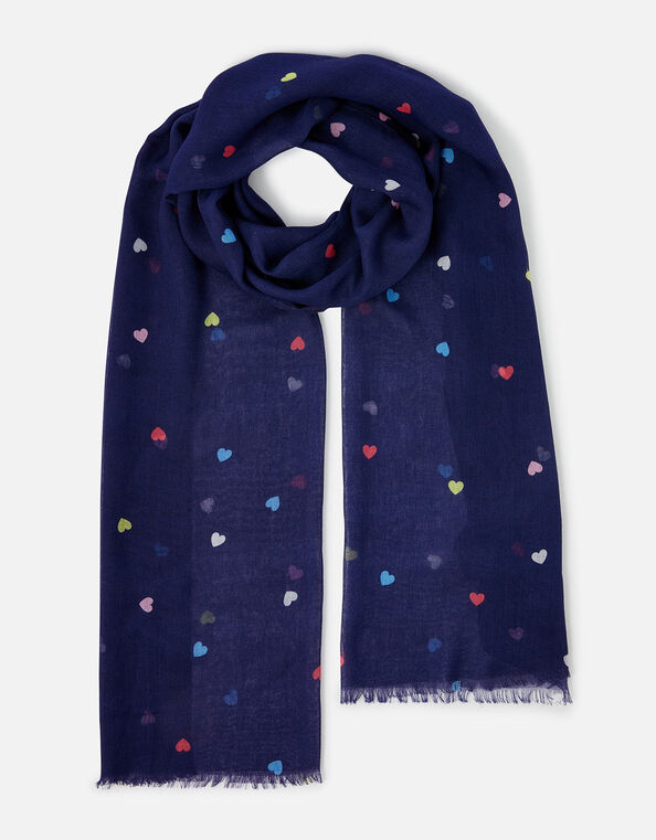 Multi Heart Lightweight Scarf in Recycled Polyester, , large