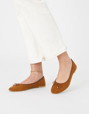 Sophia Bow Ballerina Flats, Tan (TAN), large
