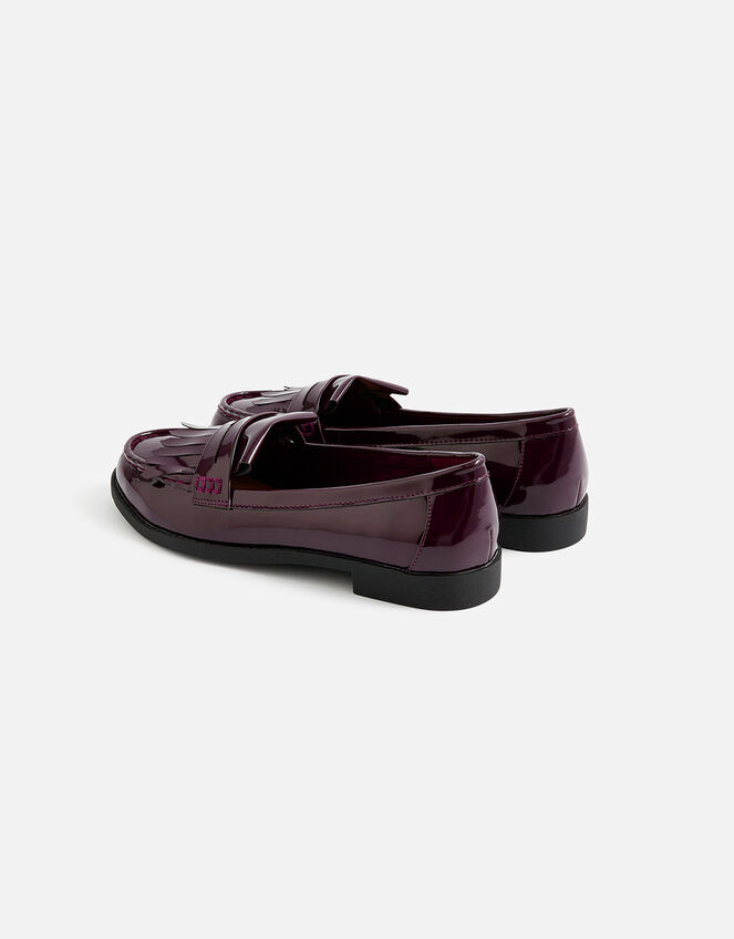 Fringe Trim Loafers, Red (BURGUNDY), large