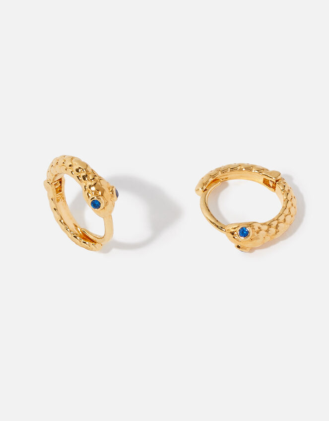 Gold-Plated Snake Hoop Earrings, , large