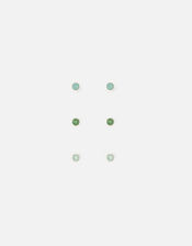 Sterling Silver Crystal Studs, Green (GREEN), large