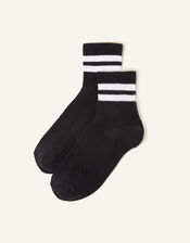 Stripe Varsity Socks Set of Two, Black (BLACK), large