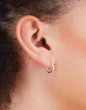 Sterling Silver Rectangular Hoops, , large